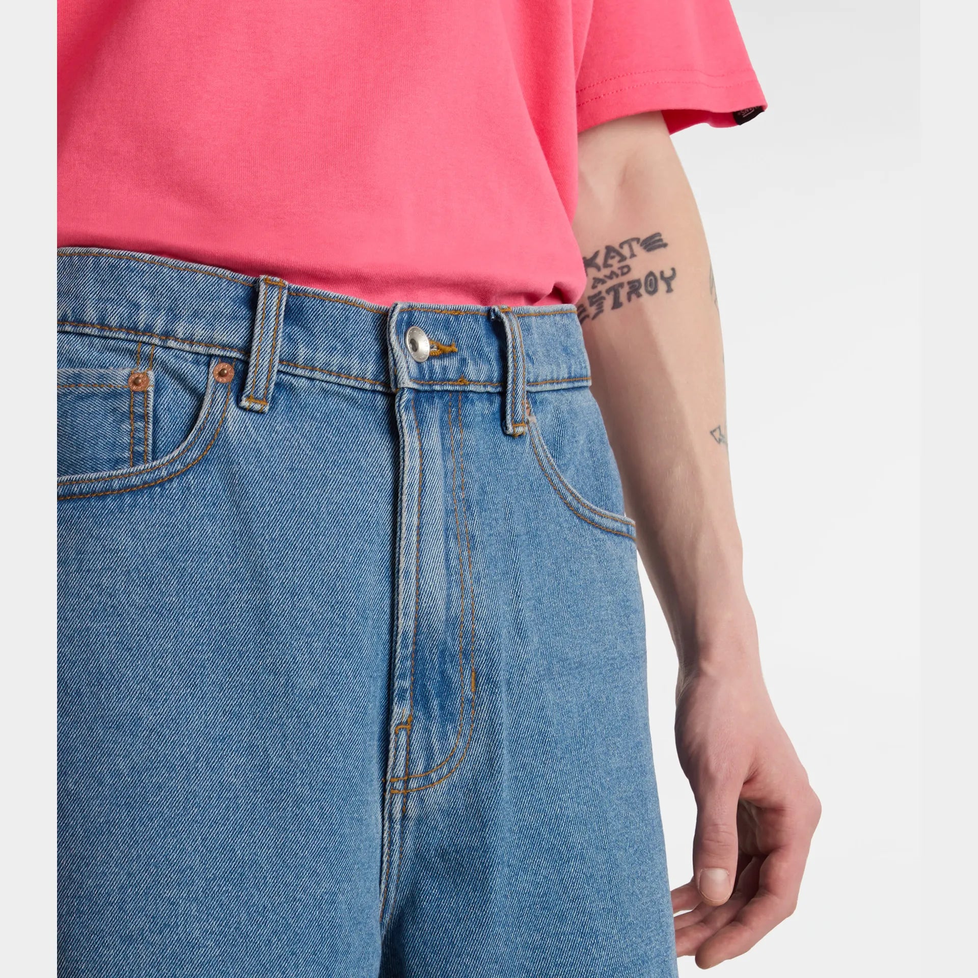 VANS CHECK-5 BAGGY DENIM SHORT STONEWASH/BLUE kép 6