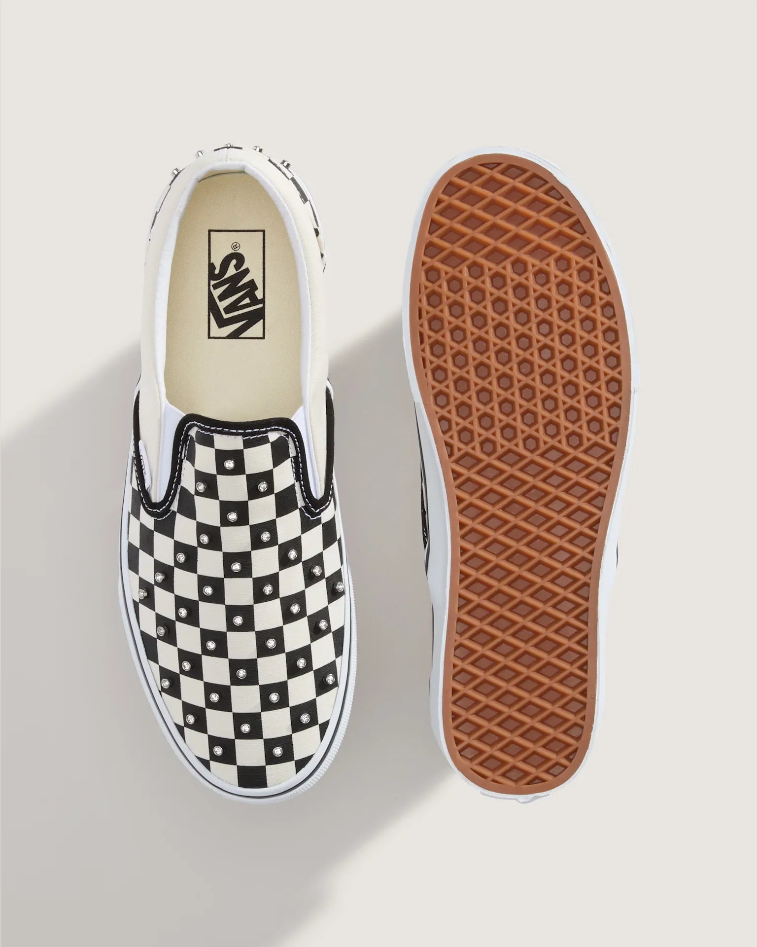 VANS Classic Slip-On CHECKERBOARD RHINESTONE BLACK Cipő kép 4