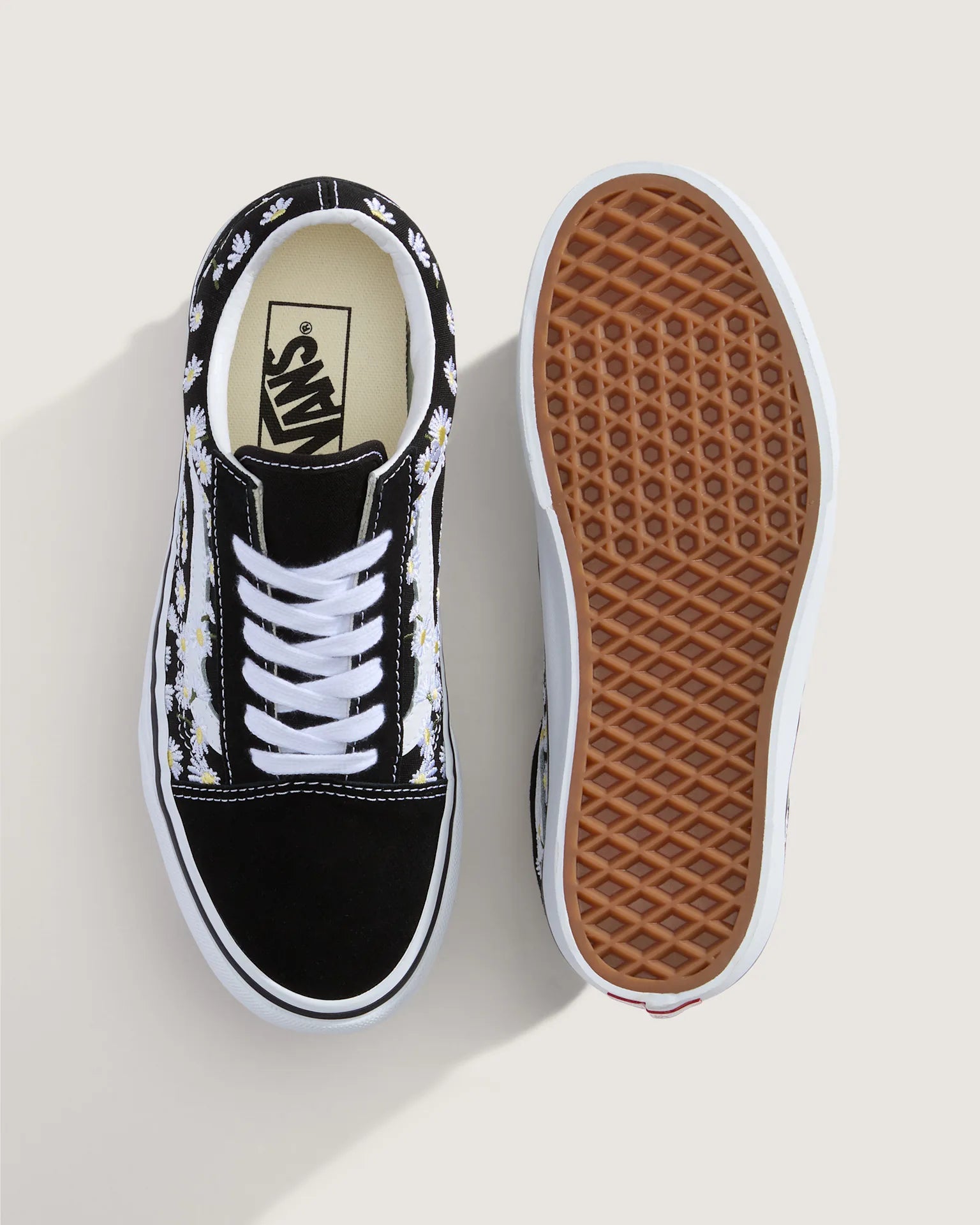 VANS Old Skool Platform FLORAL EMBROIDERY BLACK/WHITE VN000E87BA21 - 3