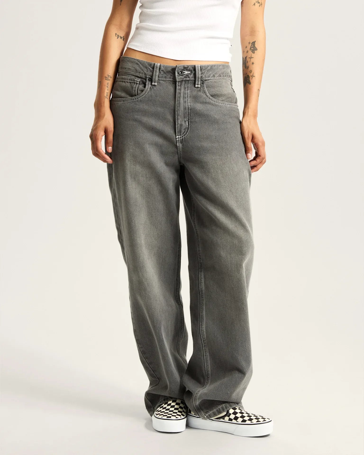VANS Sirelle 5 Pocket Puddle Pants GREY WASH Nadrág kép 3