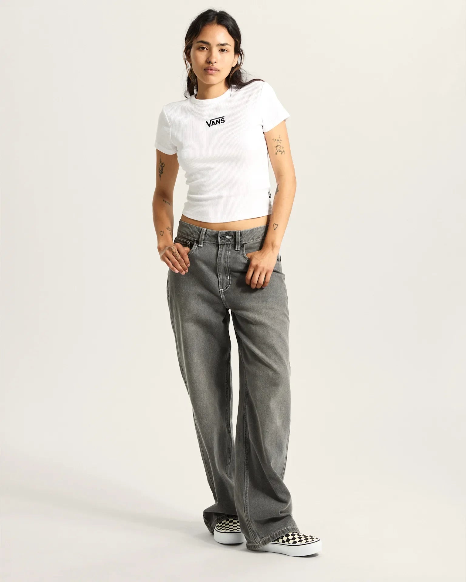 VANS Sirelle 5 Pocket Puddle Pants GREY WASH Nadrág kép 6