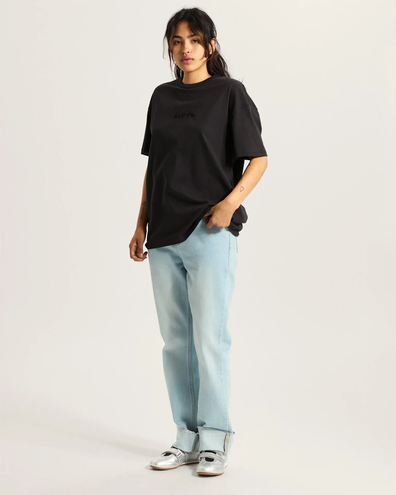 VANS Annabelle Straight Leg Pant LIGHT STONEWASH kép 5