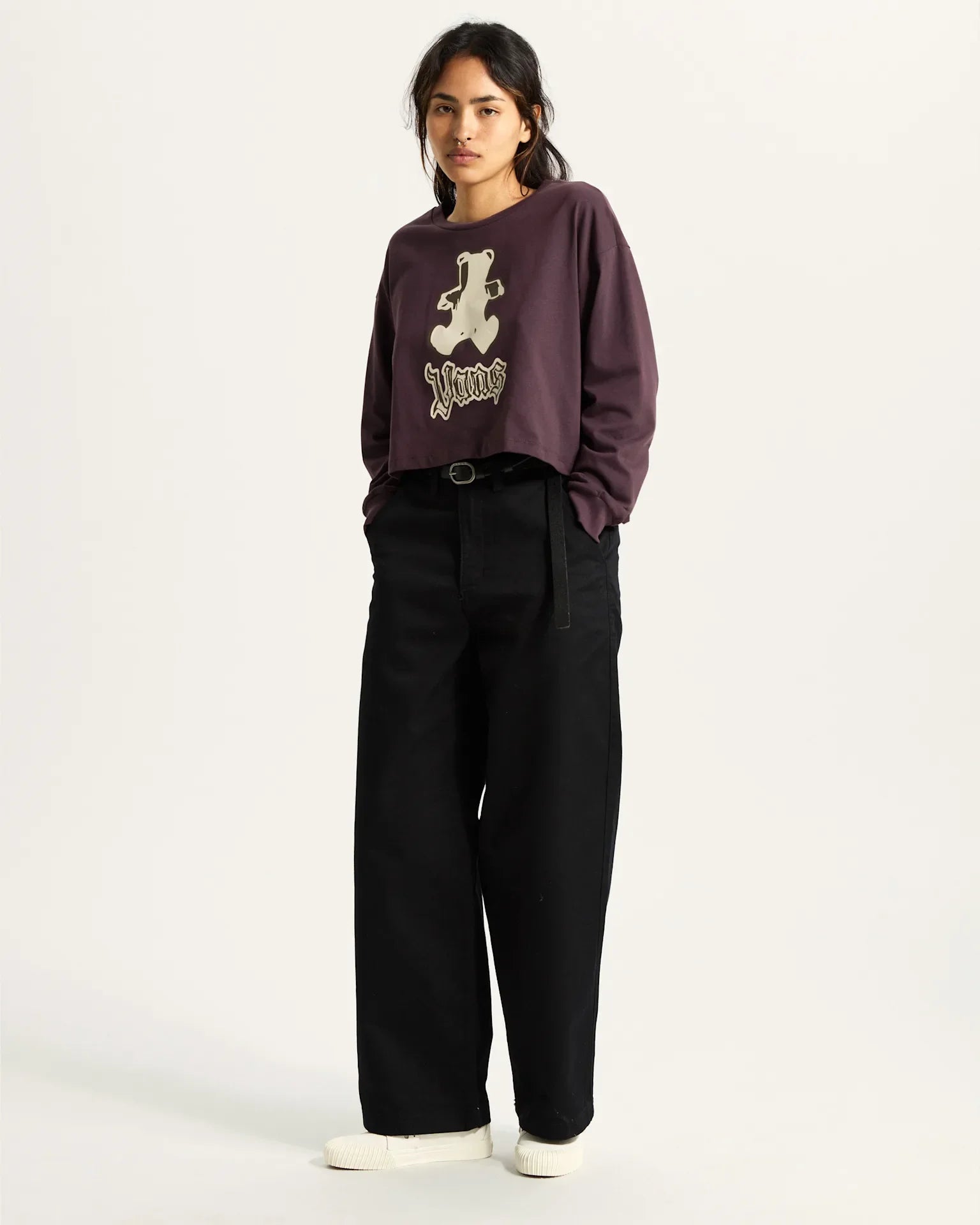 VANS LIL BEAR RELAX CROP LS TEE Dark Port kép 4