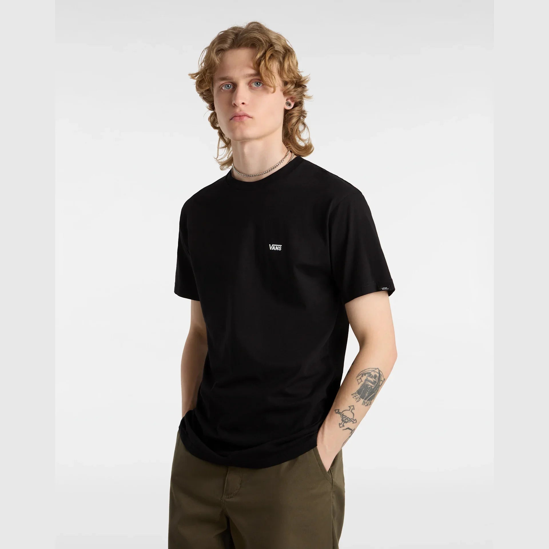 VANS LEFT CHEST LOGO TEE Black/White Póló kép 5