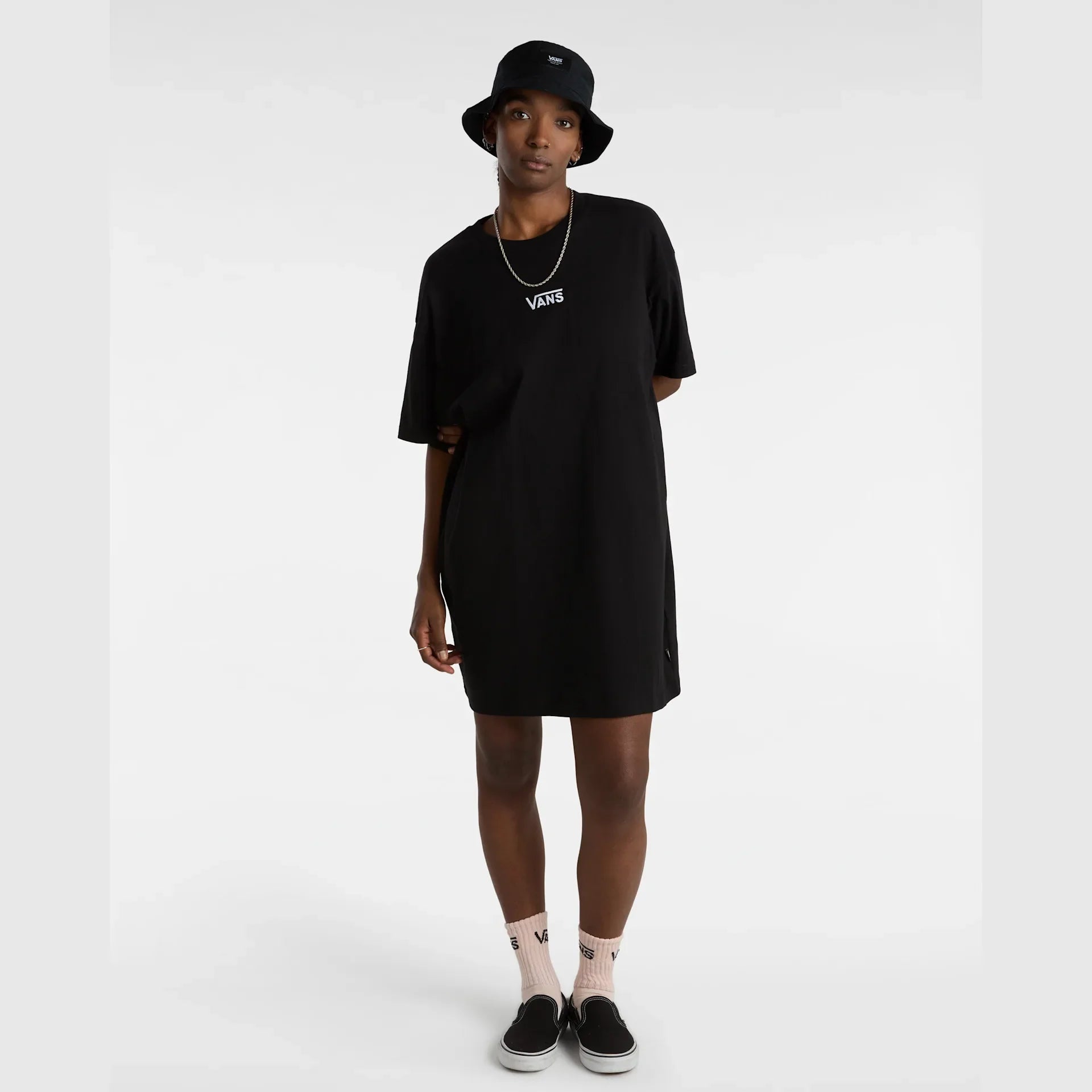VANS CENTER VEE TEE DRESS Black Ruha kép 6